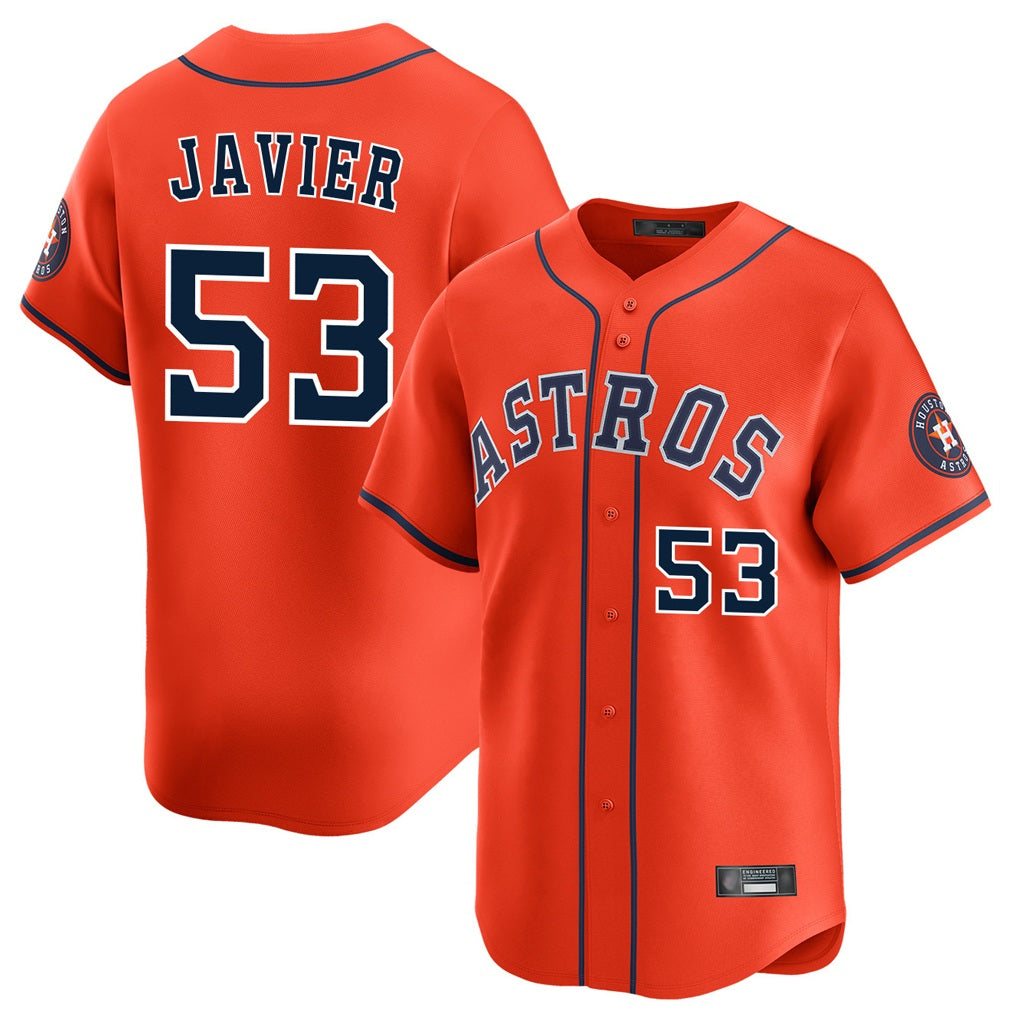 Houston Astros #53 Cristian Javier Player Orange Fotopoulosg Home Limited Stitched Jerseys