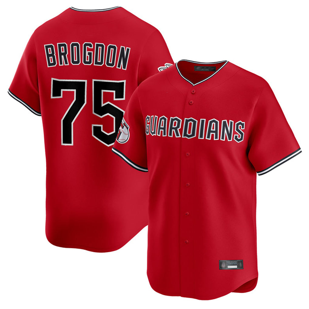 Cleveland Guardians #75 Connor Brogdon Player Red Fotopoulosg Limited Home Stitched Jerseys