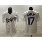 Los Angeles Dodgers #17 Shohei Ohtani White Gold Fotopoulosg Cool Base With Patch Stitched Jersey
