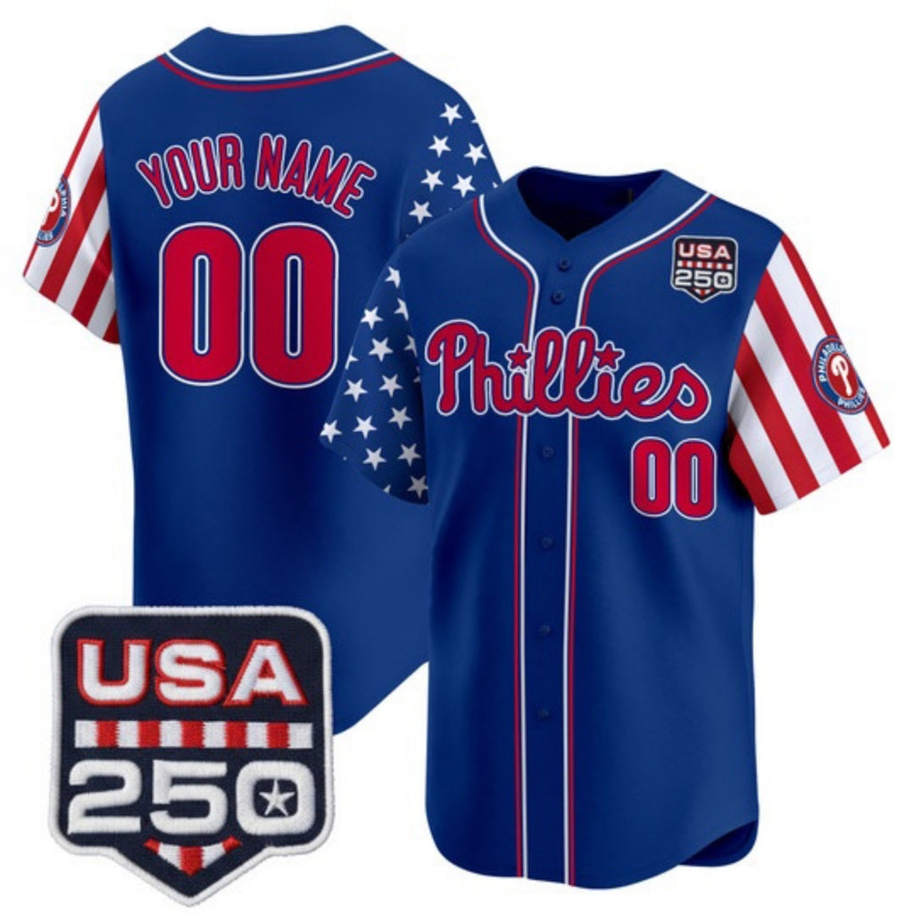 Custom Philadelphia Phillies America 250 Edition Vapor Premier Limited Royal Fotopoulosg Stitched Jerseys