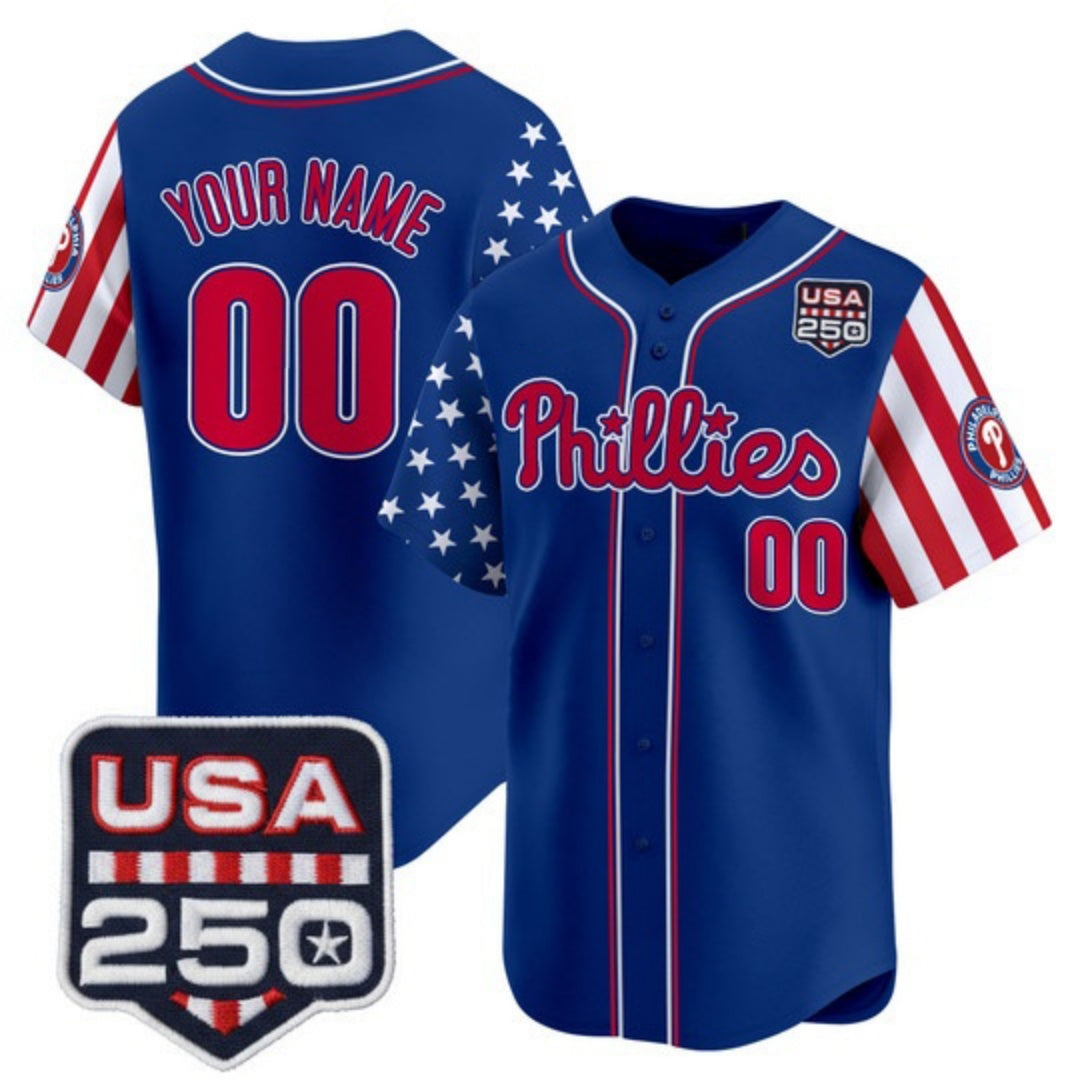 Custom Philadelphia Phillies America 250 Edition Vapor Premier Limited Royal Fotopoulosg Stitched Jerseys