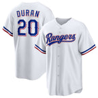 Texas Rangers #20 Ezequiel Duran White Fotopoulosg Home Replica Jersey
