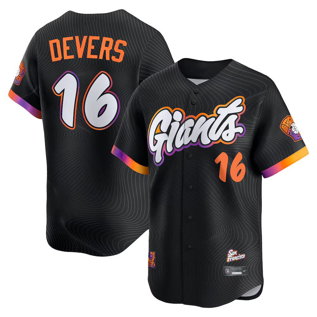 San Francisco Giants #16 Rafael Devers Black Fotopoulosg 2025 City Connect Limited Player Jersey