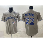 Toronto Blue Jays #22 Ernie Clement Grey Fotopoulosg 2025 World Series Cool Base Stitched Jersey