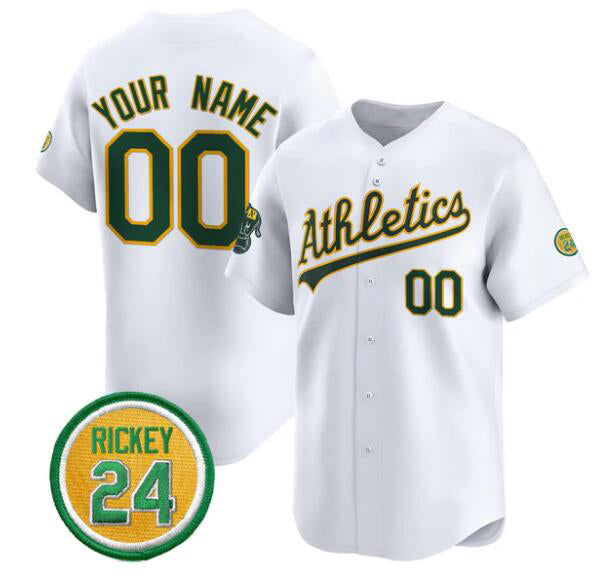 Custom Oakland Athletics Active Player White Fotopoulosg Rickey Henderson Patch Vapor Premier Limited Stitched Jersey