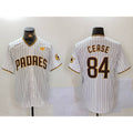 San Diego Padres #84 Dylan Cease White Fotopoulosg Team Logo With PS Patch Stitched Cool Base Jersey