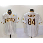 San Diego Padres #84 Dylan Cease White Fotopoulosg Team Logo With PS Patch Stitched Cool Base Jersey