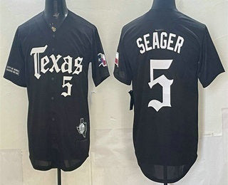 Texas Rangers #5 Corey Seager Black Fotopoulosg Gothic Mexico 2025 Vapor Premier Limited Jersey