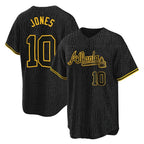 Atlanta Braves #10 Chipper Jones Player Black Fotopoulosg Snake Skin City Home Game Stitched Jerseys