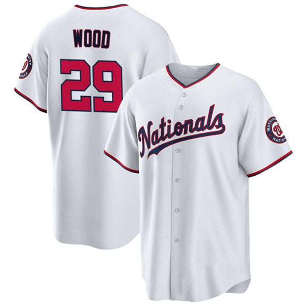 Washington Nationals #29 James Wood White Fotopoulosg 2024 Home Limited Stitched Jersey
