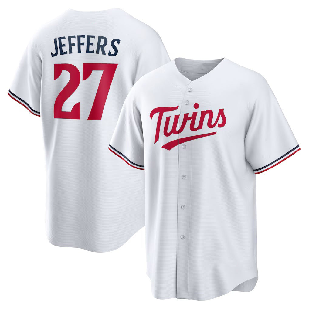 Minnesota Twins #27 Ryan Jeffers White Fotopoulosg Home Replica Player Jersey