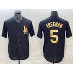 Los Angeles Dodgers #5 Freddie Freeman Black Gold Fotopoulosg Cool Base Stitched Jersey