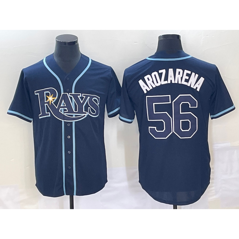 Tampa Bay Rays #56 Randy Arozarena Navy Blue Fotopoulosg Stitched Cool Base Jersey