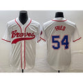 Atlanta Braves #54 Max Fried White Fotopoulosg Cool Base With Patch Stitched Jersey