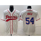 Atlanta Braves #54 Max Fried White Fotopoulosg Cool Base With Patch Stitched Jersey