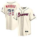 Atlanta Braves #31 Greg Maddux Player Cream Fotopoulosg USA 250 Fourth Of July Limited Home Game Stitched Jerseys