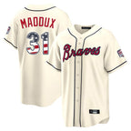 Atlanta Braves #31 Greg Maddux Player Cream Fotopoulosg USA 250 Fourth Of July Limited Home Game Stitched Jerseys