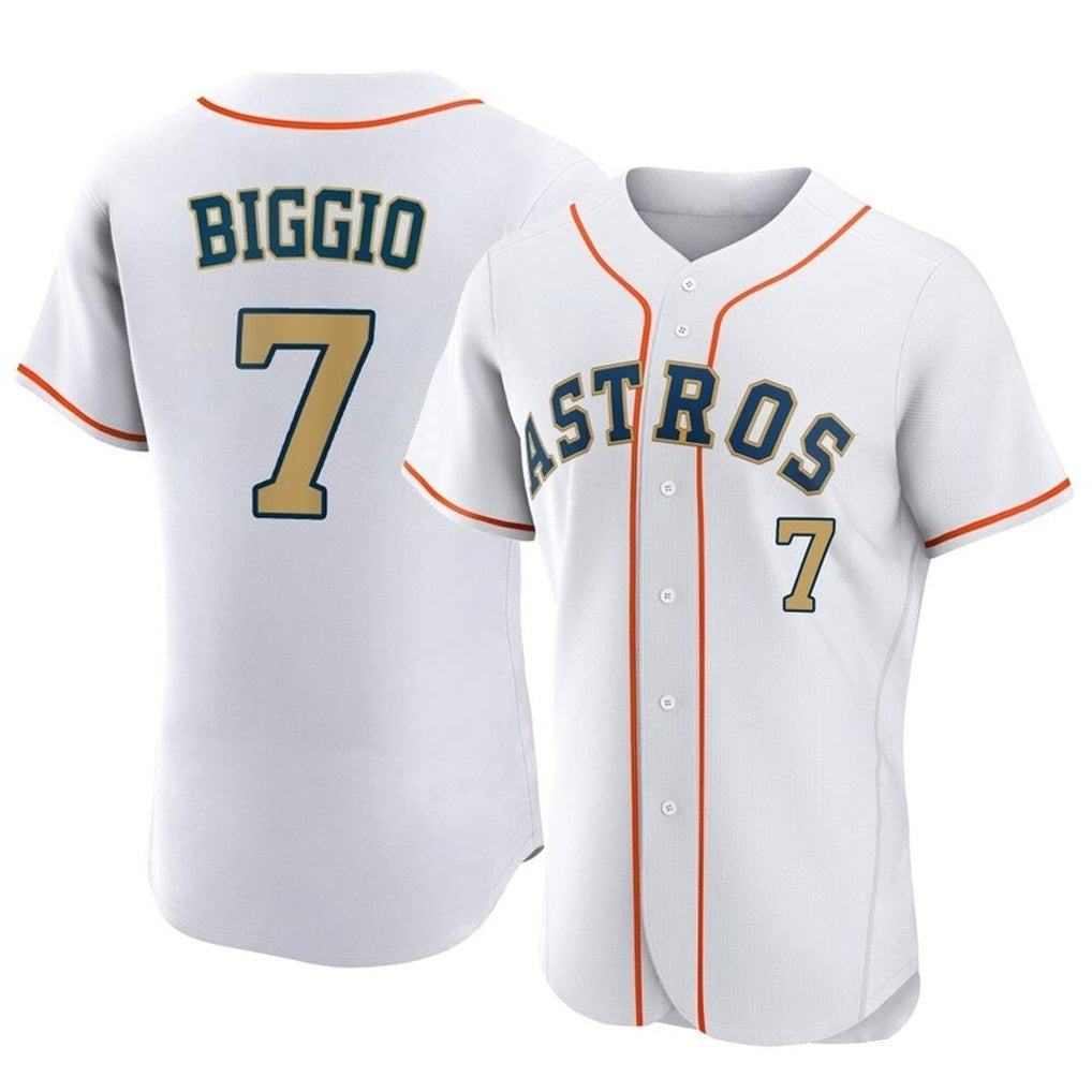Houston Astros #7 Craig Biggio Player Gold Fotopoulosg Collection Limited Elite Home Stitched Jerseys