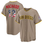 San Diego Padres #13 Manny Machado USA 250 Fourth of July Alternate Stadium Jersey - Sand Fotopoulosg
