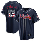 Atlanta Braves #13 Ronald Acuna Jr Player Navy Fotopoulosg USA 250 Fourth Of July Limited Home Game Stitched Jerseys