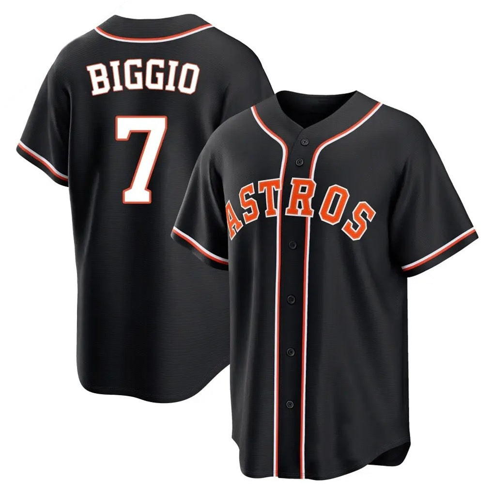 Houston Astros #7 Craig Biggio Player Black Fotopoulosg Fashion Out Home Game Stitched Jerseys