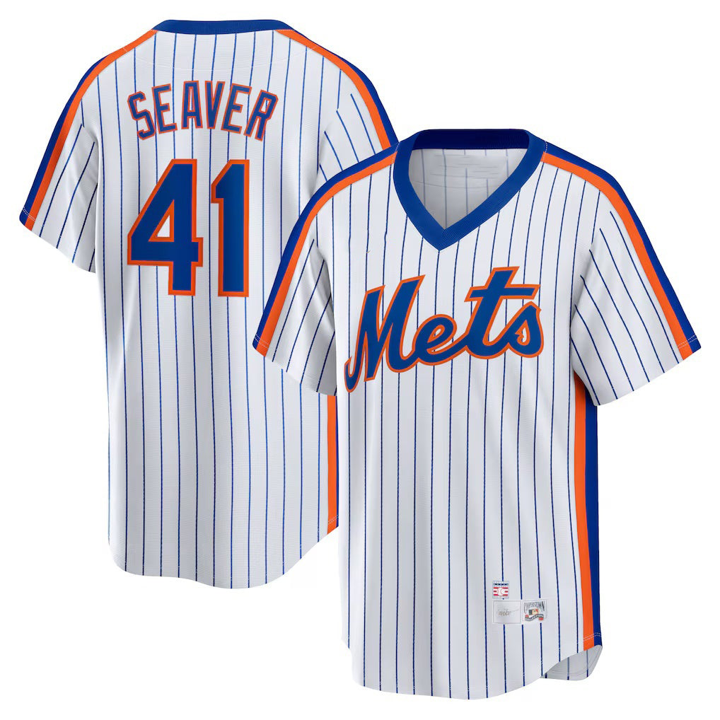 New York Mets #41 Tom Seaver White Fotopoulosg Home Cooperstown Collection Player Jersey