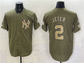 New York Yankees #2 Derek Jeter Olive Fotopoulosg 2026 Armed Forces Day Stitched Jersey