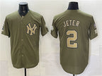 New York Yankees #2 Derek Jeter Olive Fotopoulosg 2026 Armed Forces Day Stitched Jersey