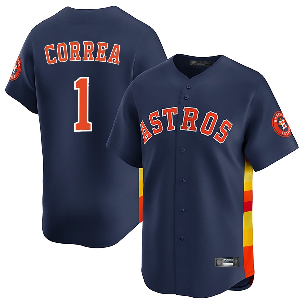 Houston Astros #1 Carlos Correa Player Navy Fotopoulosg Home Limited Stitched Jerseys