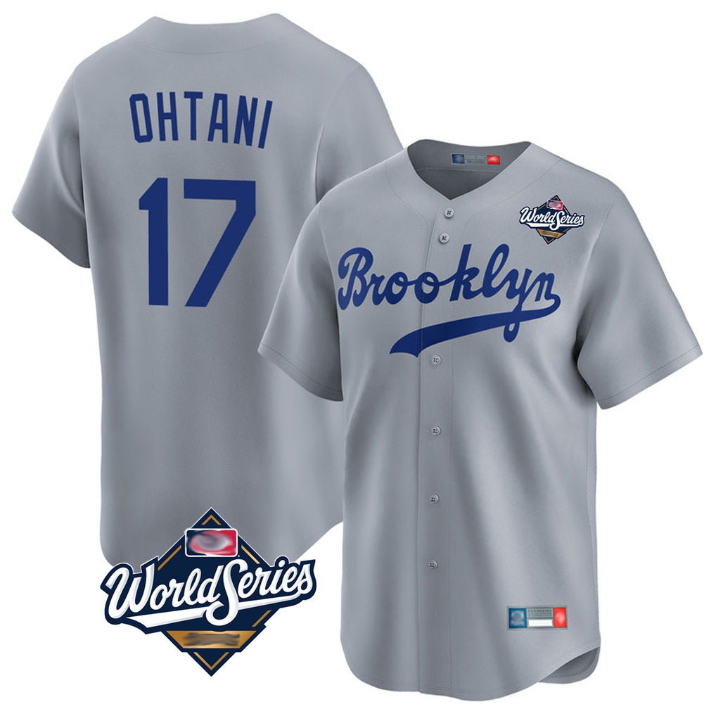 Los Angeles Dodgers #17 Shohei Ohtani Player Gray Fotopoulosg World Series Game Limited Home Stitched Jerseys