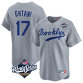 Los Angeles Dodgers #17 Shohei Ohtani Player Gray Fotopoulosg World Series Game Limited Home Stitched Jerseys