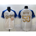 Los Angeles Dodgers #50 Mookie Betts White Royal Gold Fotopoulosg 2024 World Series Champions Vapor Limited Stitched Jersey