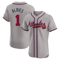 Atlanta Braves #1 Ozzie Albies Player Gray Fotopoulosg Limited Elite Home Game Stitched Jerseys
