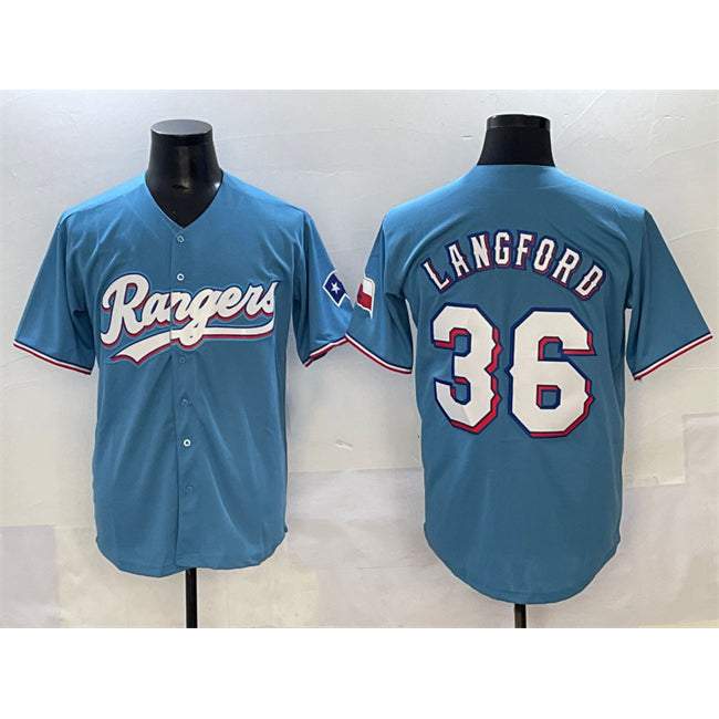 Texas Rangers #36 Wyatt Langford Blue Fotopoulosg Limited Stitched Jersey