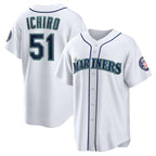 Seattle Mariners #51 Ichiro Suzuki White Fotopoulosg Cool Base Stitched Jersey