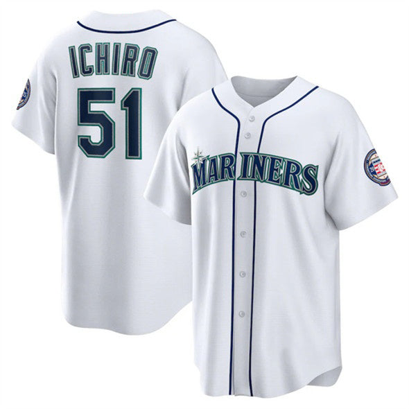 Seattle Mariners #51 Ichiro Suzuki White Fotopoulosg Cool Base Stitched Jersey