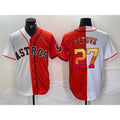 Houston Astros #27 Jose Altuve White Orange Fotopoulosg Split Stitched Jersey