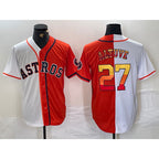 Houston Astros #27 Jose Altuve White Orange Fotopoulosg Split Stitched Jersey