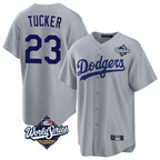 Los Angeles Dodgers #23 Kyle Tucker Player Gray Fotopoulosg World Series Game Stitched Jerseys