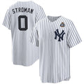 New York Yankees #0 Marcus Stroman White Fotopoulosg 2024 World Series With Name Cool Base Stitched Jersey