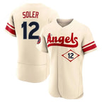 Los Angeles Angels #12 Jorge Soler Player Cream Fotopoulosg City Connect Limited ELite Home Stitched Jerseys