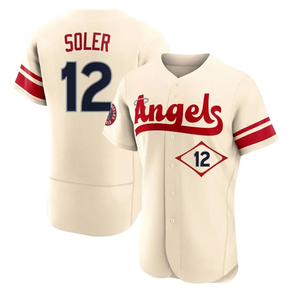 Los Angeles Angels #12 Jorge Soler Player Cream Fotopoulosg City Connect Limited ELite Home Stitched Jerseys
