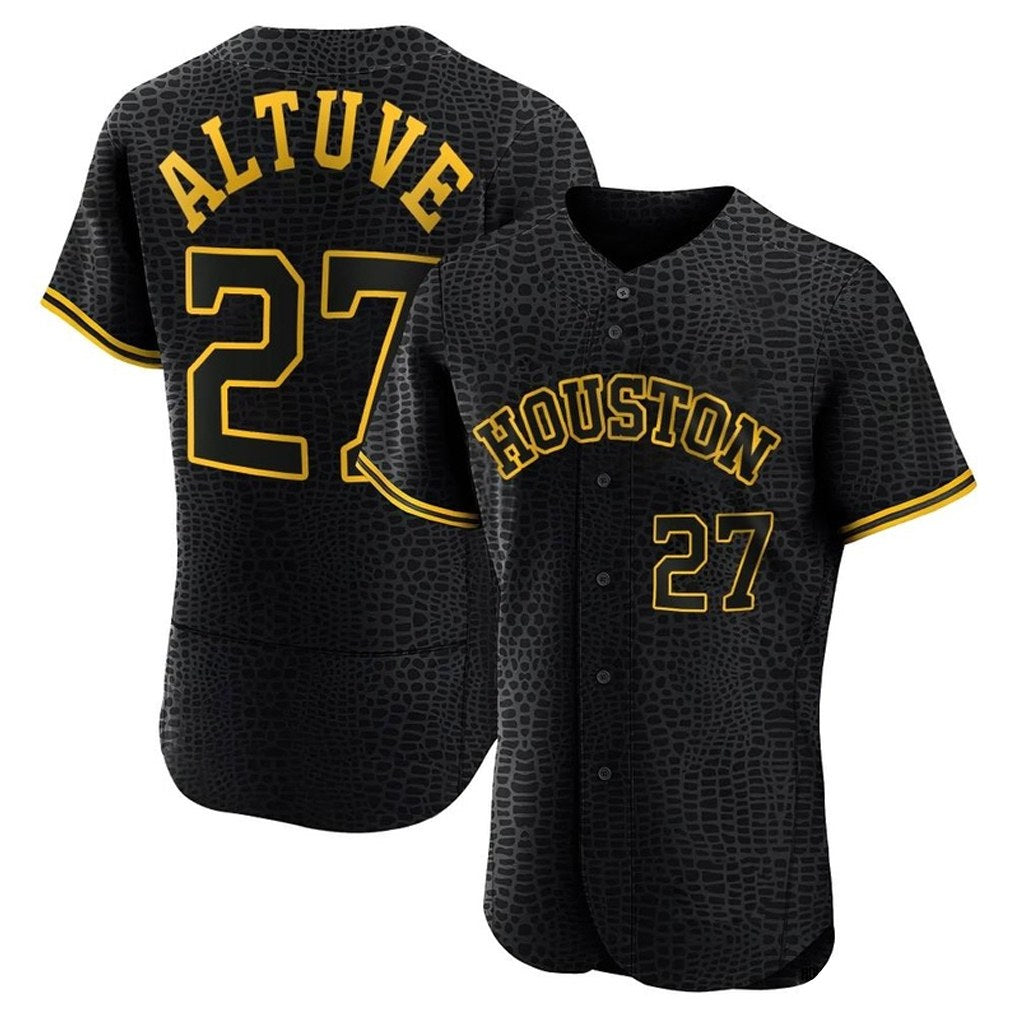 Houston Astros #27 Jose Altuve Player Black Fotopoulosg Snake Skin City Limited Elite Home Stitched Jerseys