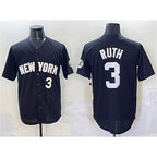 New York Yankees #3 Babe Ruth Black Fotopoulosg Limited Stitched Jersey