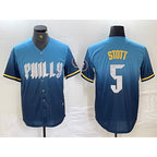 Philadelphia Phillies #5 Bryson Stott Blue Fotopoulosg 2024 City Cool Base Stitched Jersey