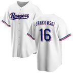 Texas Rangers #16 Travis Jankowski White Fotopoulosg Cool Base Stitched Jersey
