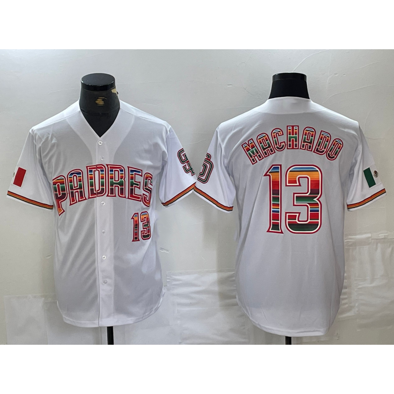 San Diego Padres #13 Manny Machado Mexico White Fotopoulosg Cool Base Stitched Jersey