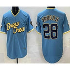 Milwaukee Brewers #28 Andrew Vaughn Powder Blue Fotopoulosg 2022 City Connect Cool Base Jersey
