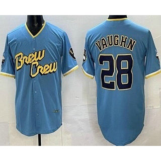 Milwaukee Brewers #28 Andrew Vaughn Powder Blue Fotopoulosg 2022 City Connect Cool Base Jersey