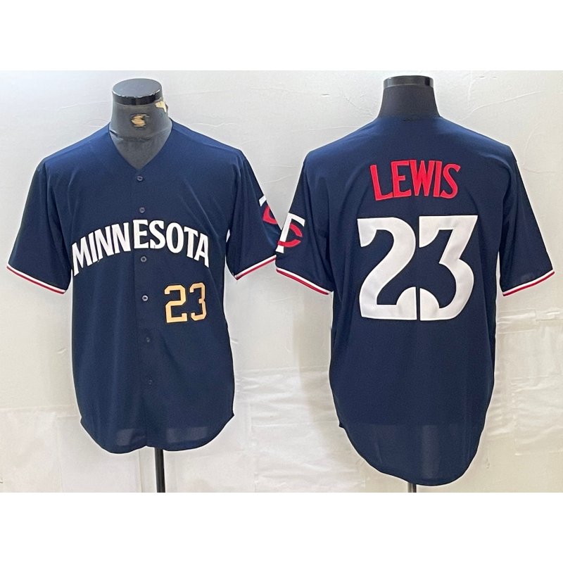 Minnesota Twins #23 Royce Lewis Number 2023 Navy Blue Fotopoulosg Cool Base Stitched Jerseys
